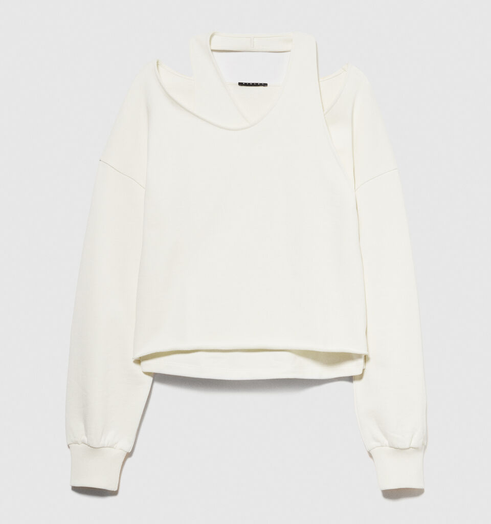 Off-the-shoulder sweatshirt - Pullover Sweatshirts - Creamy White | Sisley image number 6